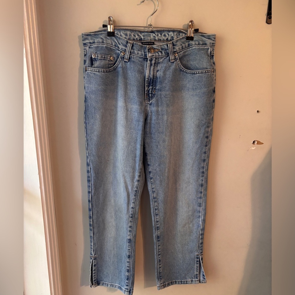 Boston Proper Split Hem Mid-rise Medium Wash Crop Denim 4-6